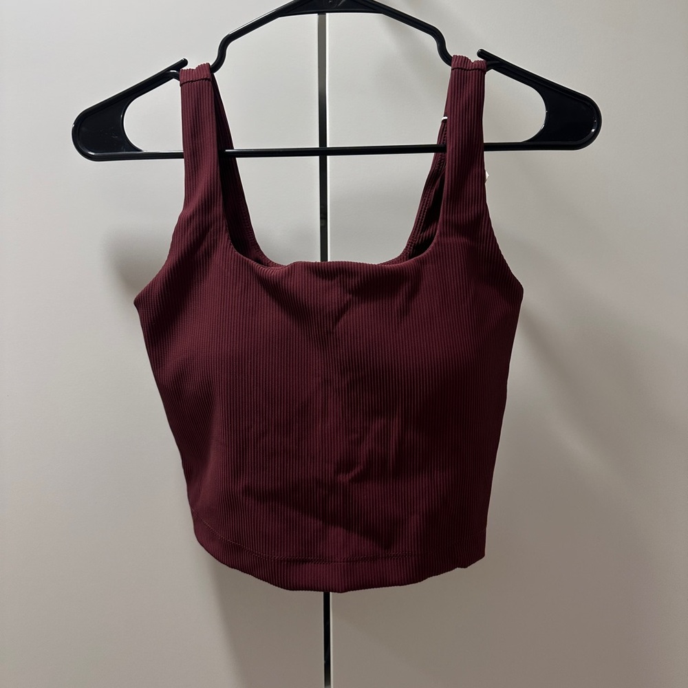 Women's Burgundy Ribbed Crop Top